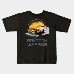 Funny Retro Sun Pontoon Captain Boat Lake Gift Kids T-Shirt